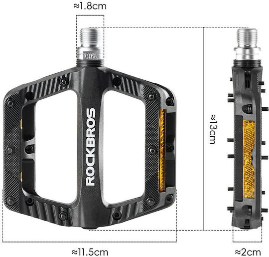 Rockbros Bicycle Pedals Flat Black