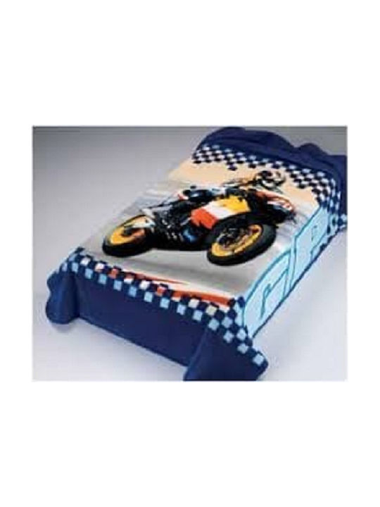 Adam Home Decke Kinderdecken Samt Bike Blau 160x220cm