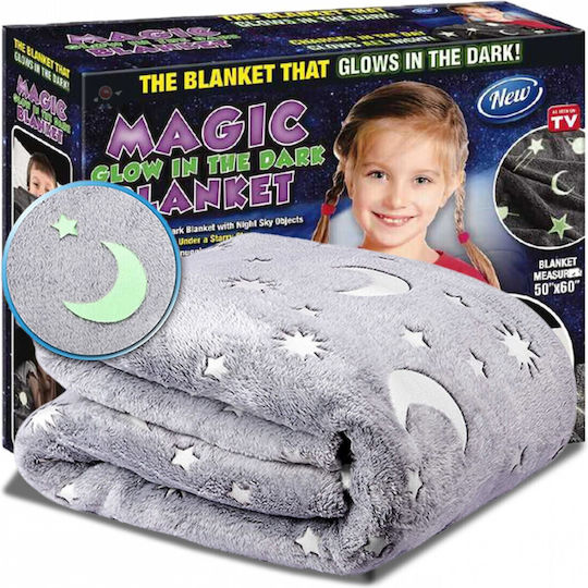 Klotsotiras Fleece Blanket Stars Fluorescent Gray 120x150cm
