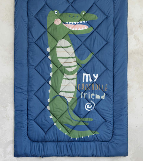 Nima Kids Duvet Single with Microfiber Filling Crocodile Blue 160x240cm