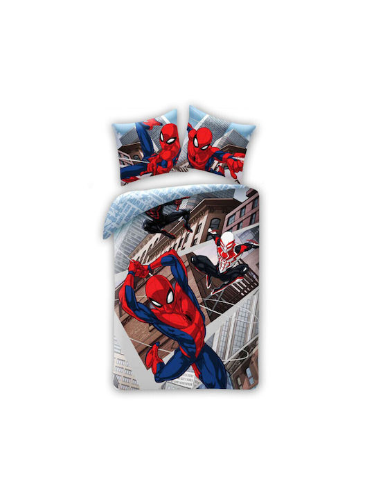 Spiderman Комплект Детски Плик за Завивка Единичен с Калъфка Памучен Многоцветен 140x200бр