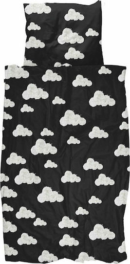 Snurk Cloud Set Kids Duvet Cover Single with Pillowcase Black 160x220cm