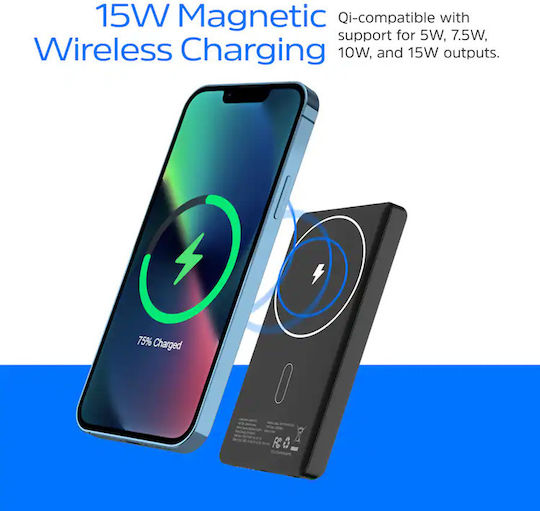 Energizer MagSafe Qi2 Power Bank 5000mAh 20W mit USB-C Ausgangsanschlüsse Power Delivery Schwarz