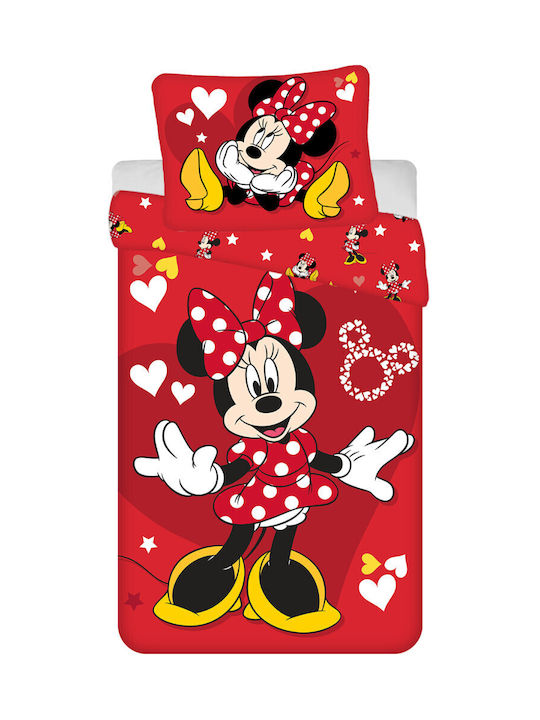 Disney Minnie Set Kids Duvet Cover Single with Pillowcase Cotton Red 140x200cm