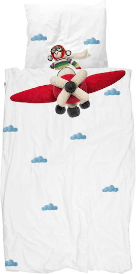 Snurk Комплект Детски Плик за Завивка Единичен с Калъфка Бял 160x220бр