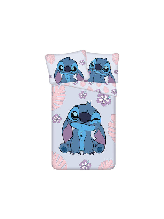 Disney Lilo And Stitch Set Kinderbettbezug Einzel mit Kissenbezug Baumwolle Lila 140x200cm