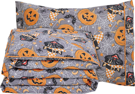 Das Home Σετ Παιδική Παπλωματοθήκη Μονή Grey, Orange