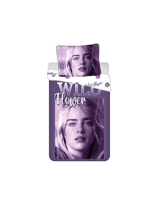 Billie Eilish Set Kinderbettbezug Einzel mit Kissenbezug Baumwolle Wild Flower 140x200cm
