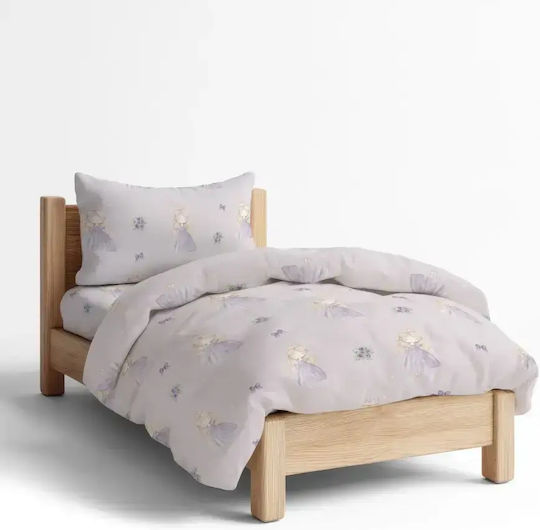 Borea Lily Kids Duvet Cover Set Single with Pillowcase Cotton Lilac 160x240cm