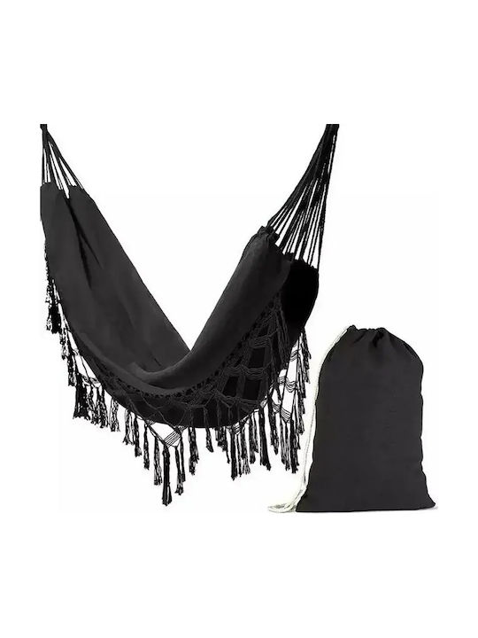 Hamac Dublu Material Textil Negru 200x150cm Hamac Dublu Material Textil Negru 200x150cm