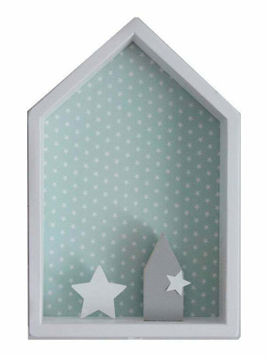 Kinder Regal Häuschen mit Sternen Grün 25x10x39εκ.