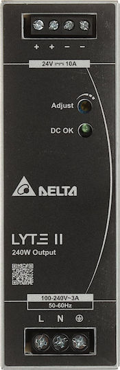 Delta DIN Rail Power Supply with 24V Output and 240W Power 10A