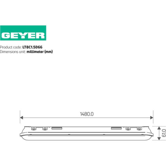 Geyer Lighting Batten Outdoor with Fluorescent Lamp 66W 148cm
