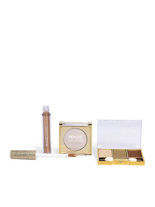 Golden Makeup Set Highlighter Palette Magic Studio 3 Pieces Golden Makeup Set Highlighter Palette Magic Studio 3 Pieces