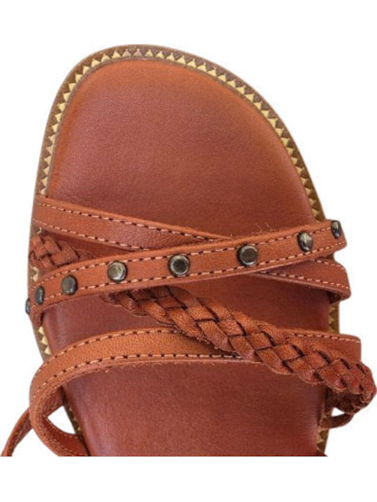 Leather Women's Flat Brown Sandals
