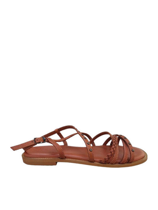 Leather Women's Flat Brown Sandals