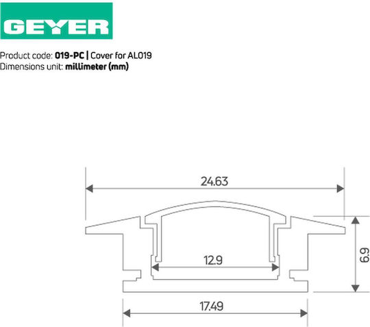 Geyer LED Strip Accessory Aluminum Profile Cover 019-PC
