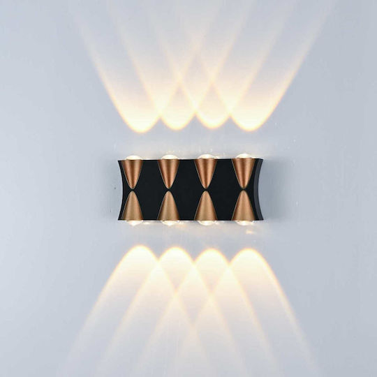 Modern Wall Lamp with Integrated LED and Warm White Light Black 19x8x4.5cm