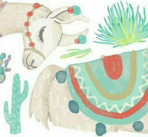 RoomMates Decor Kids Vinyl Wall Sticker Watercolor Llama 67x98cm 28pcs