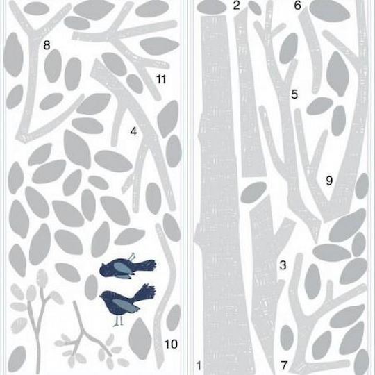 RoomMates Decor Kids Wall Sticker Tree White - Grey 165x97cm 74pcs