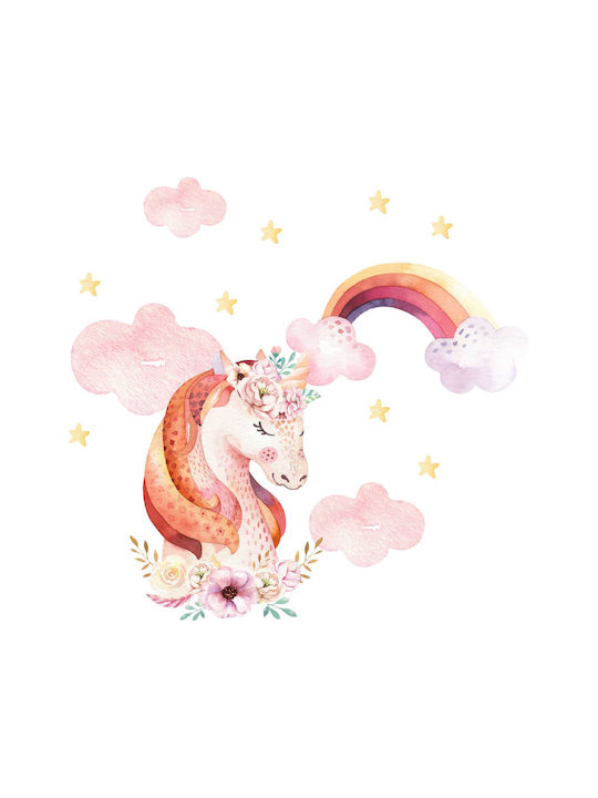 Kids Wall Stickers Watercolor Unicorn Clouds Rainbow 100x200