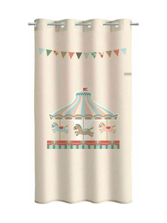 Saint Clair Kids Grommet Top Curtain Carousel Beige 160x250cm