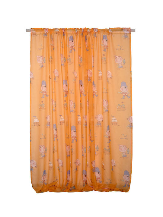 Viopros Kinder Vorhang Koursoári mit Borte Orange 678656 140x270cm