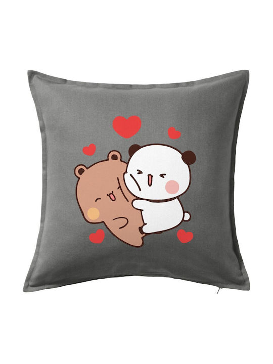 Bubu & Dudu Gray 100% Cotton Couch Pillow Contains Filling 50x50cm