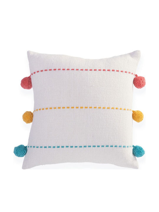 Nef-Nef Homeware Kids Decorative Pillow Life Line Coral and Yellow 35x35cm