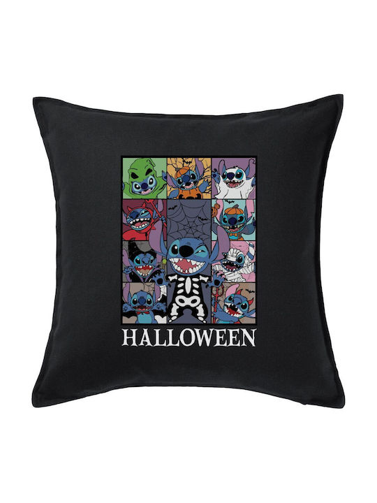 Stitch Halloween Μαξιλάρι Καναπέ Μαύρο 100% Βαμβάκι Περιέχεται Γέμισμα 50x50cm