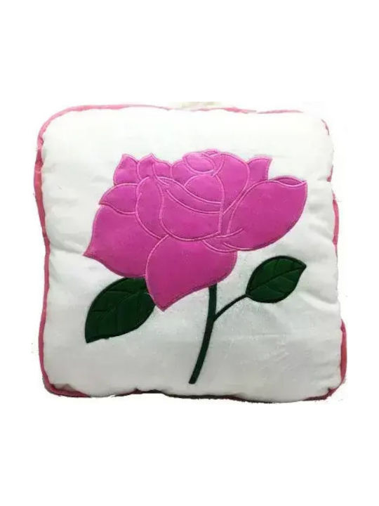 Декоративна Възглавница Chippo 9344-55-2 Mll Rose Design Мека Плюшена 40 X 40 См Бяла Розова