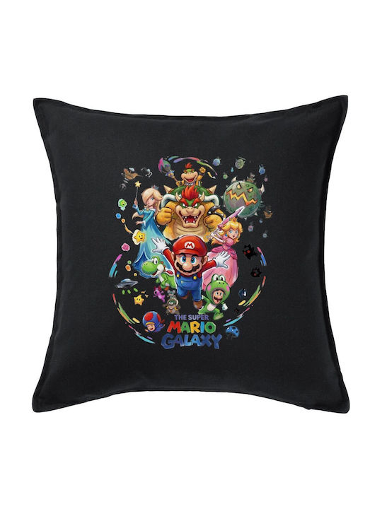 Mario Galaxy Kids Throw Pillow Couch Black 100% Cotton Filling 50x50cm
