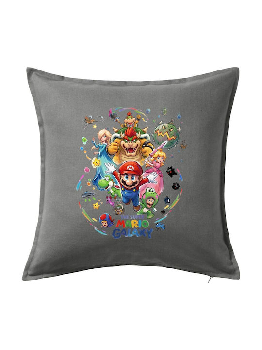 Mario Galaxy Kids Throw Pillow Couch Gray 100% Cotton Filling 50x50cm