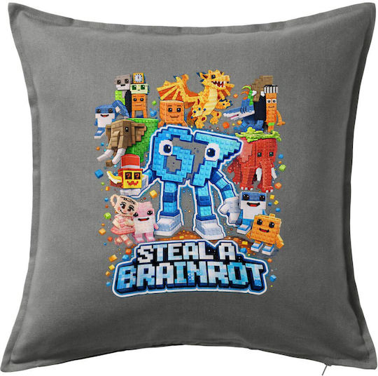 Steal A Brainrot Six Seven Възглавница За Канапе Сив 100% Памук С Пълнеж 50x50см Steal A Brainrot Six Seven Възглавница За Канапе Сив 100% Памук С Пълнеж 50x50см