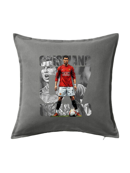 Cristiano Ronaldo Κριστιάνο Ρονάλντο Μαξιλάρι Καναπέ Γκρι 100% Βαμβάκι Περιέχεται Γέμισμα 50x50cm