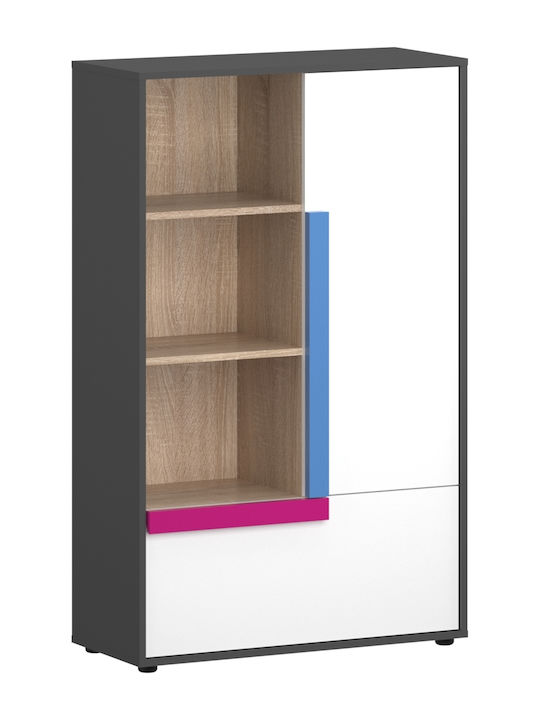 Alex Eine Tür Kinderkleiderschrank Graphit-Sonomá-Weiß 84x36x133cm