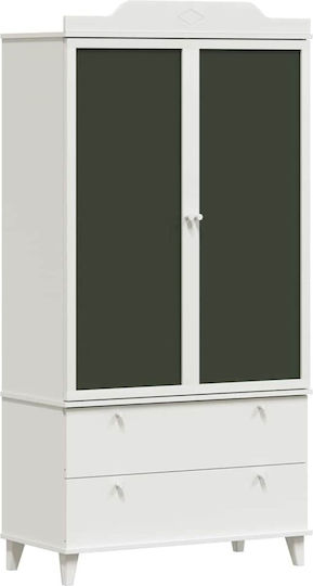 Δίφυλλη Ντουλάπα με 2 Συρτάρια Λευκή 90x45x180cm