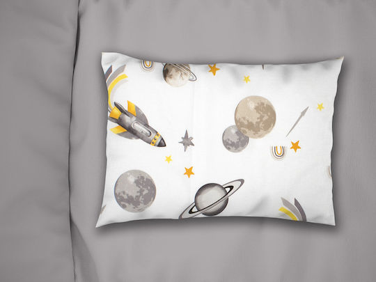 Dimcol Space Kids Cotton Pillowcase 50x70cm White-grey