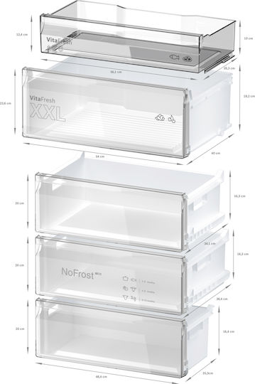 Bosch Ψυγειοκαταψύκτης 440lt Total NoFrost Υ203xΠ70xΒ66.7εκ. Inox KGN497ICT