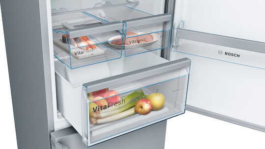 Bosch Fridge-Freezer 368lt Total NoFrost H203xW60xD66cm Metal Look KGN397LEQ