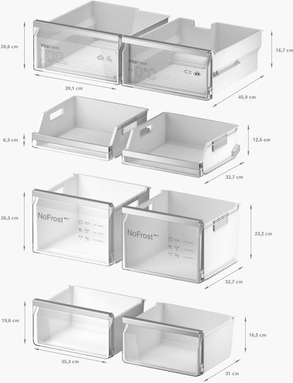 Bosch Ψυγείο Ντουλάπα 574lt Total NoFrost Υ183xΠ90.5xΒ73.1εκ. Inox KFI96AXEA
