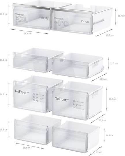 Bosch Side-by-Side Kühlschrank 605Es Total NoFrost H183xB91xT73.1cm. Schwarz KFN96AXEA