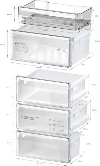 Bosch Ψυγειοκαταψύκτης 321lt Total NoFrost Υ186xΠ60xΒ66.5εκ. Inox KGN362IDF