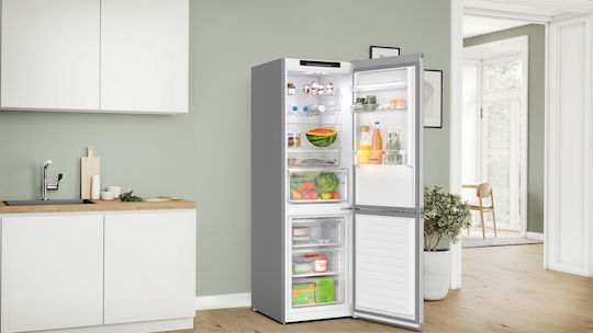 Bosch Ψυγειοκαταψύκτης 321lt Total NoFrost Υ186xΠ60xΒ66.5εκ. Inox KGN362IDF