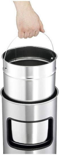 Durable Plastic Waste Bin 17lt Silver