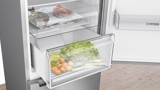 Pitsos Ψυγειοκαταψύκτης 326lt Total NoFrost Υ186xΠ60xΒ66εκ. Inox PKNB36VIE3