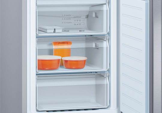 Pitsos Ψυγειοκαταψύκτης 326lt Total NoFrost Υ186xΠ60xΒ66εκ. Inox PKNB36VIE3