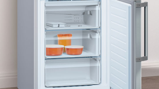 Pitsos Ψυγειοκαταψύκτης 368lt Total NoFrost Υ203xΠ60xΒ60εκ. Inox PKNB39VIDT
