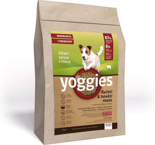 Dry Dog Food Chicken Beef Meat & Probiotics Cold Pressed Yoggies Mini 15kg