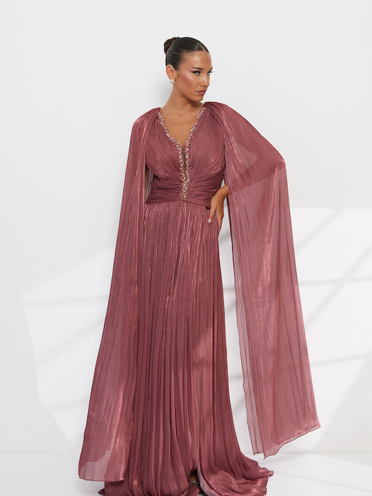 Sommer Maxi Abend Damenkleid Hemdkleid Rosa